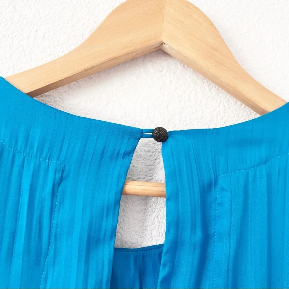 Anthropologie Maeve Blue Pleated Tunic Mini Dress Boho Babydoll